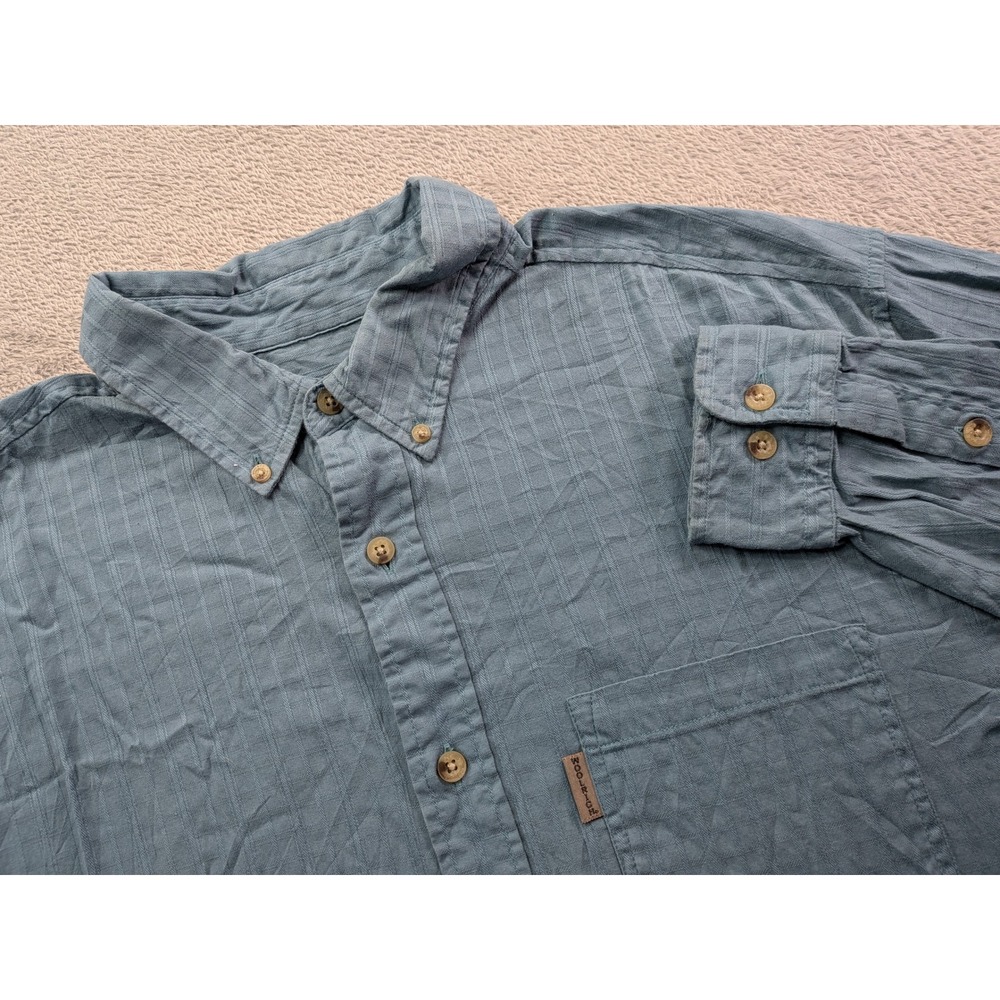 Woolrich Mens XL Blue Textured Cotton Button Down Shirt Long Sleeve 6258 DTB